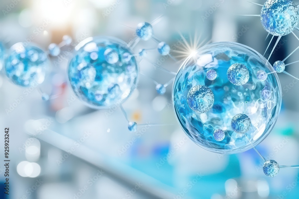 Fototapeta premium Abstract representation of molecular structures in a scientific environment, emphasizing beauty and complexity of biology.