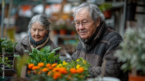 Wallpaper Mural Elderly gardener tending flowers in a vibrant garden Torontodigital.ca