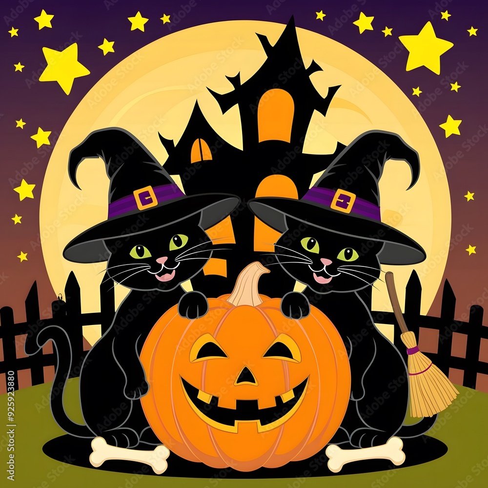 halloween background with black cat pumpkin halloween background with black cat pumpkin