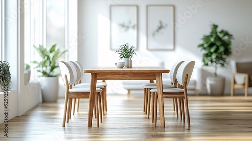 Clean and Elegant Minimalist Dining Table with Greenery