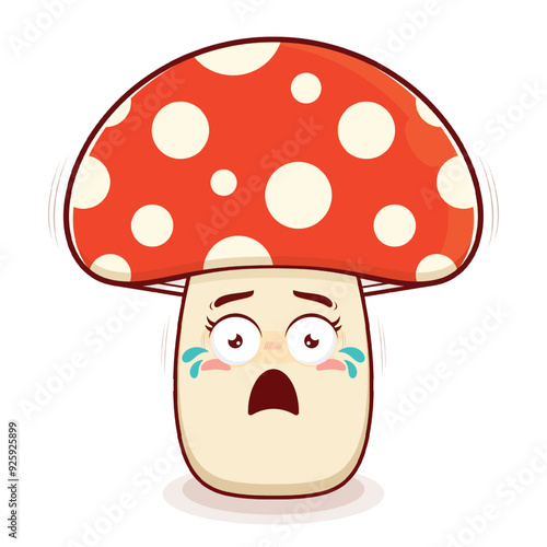 mushroom scared face cartoon cute
