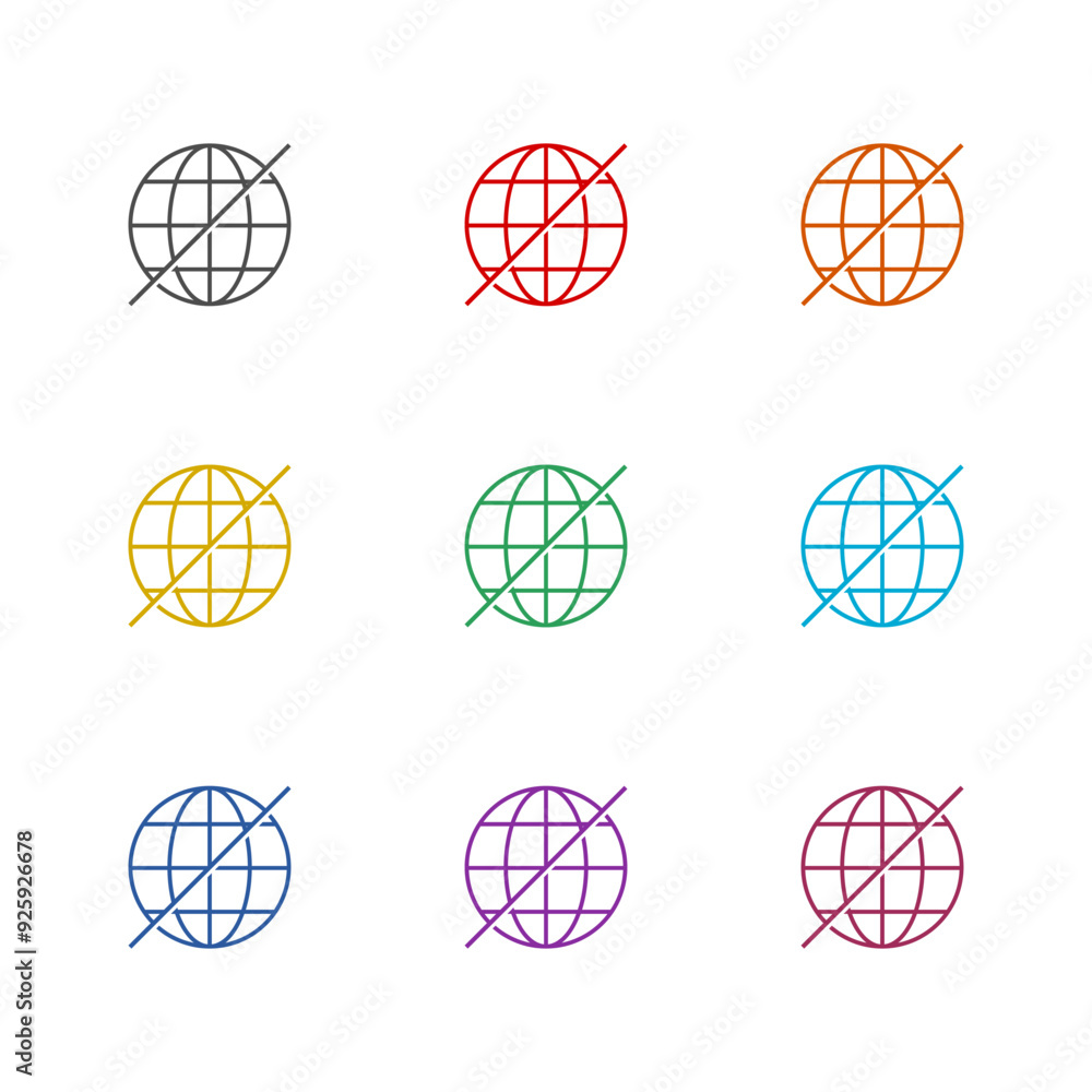 Offline internet icon isolated on white background. Set icons colorful Offline internet icon isolated on white background. Set icons colorful