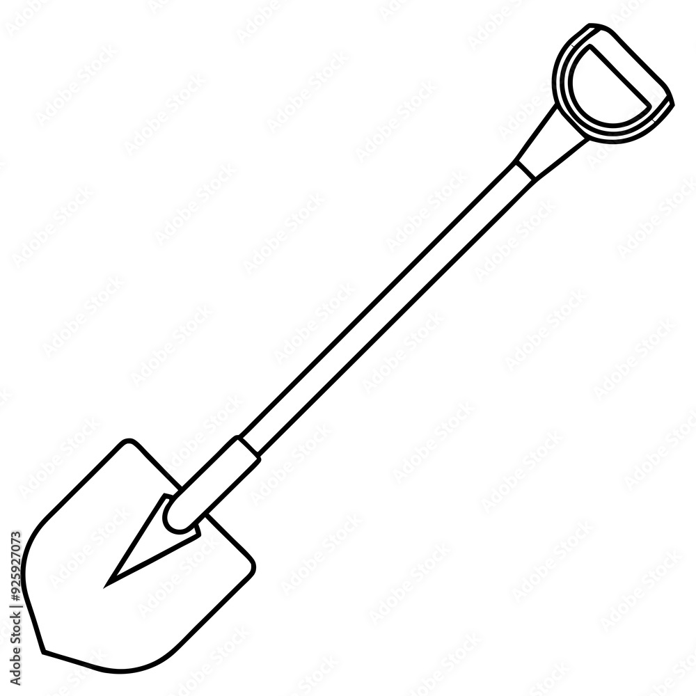 Naklejka premium Shovel line art vector illustration