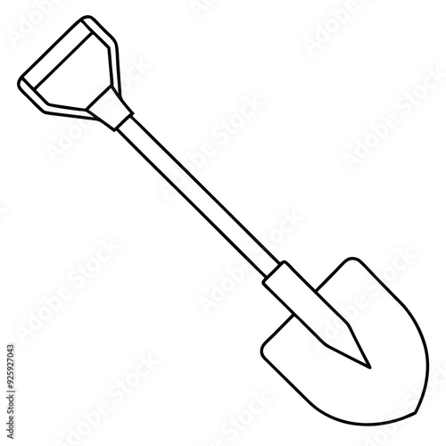 Shovel line art vector illustration