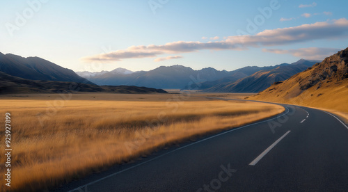 A road winds its way through a wilderness landscape setting. With copy space.