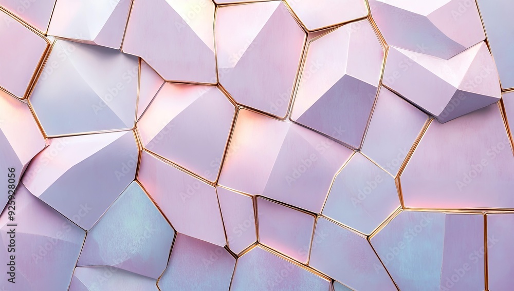 Pink geometric shapes with gold trim. Pink geometric shapes with gold trim.