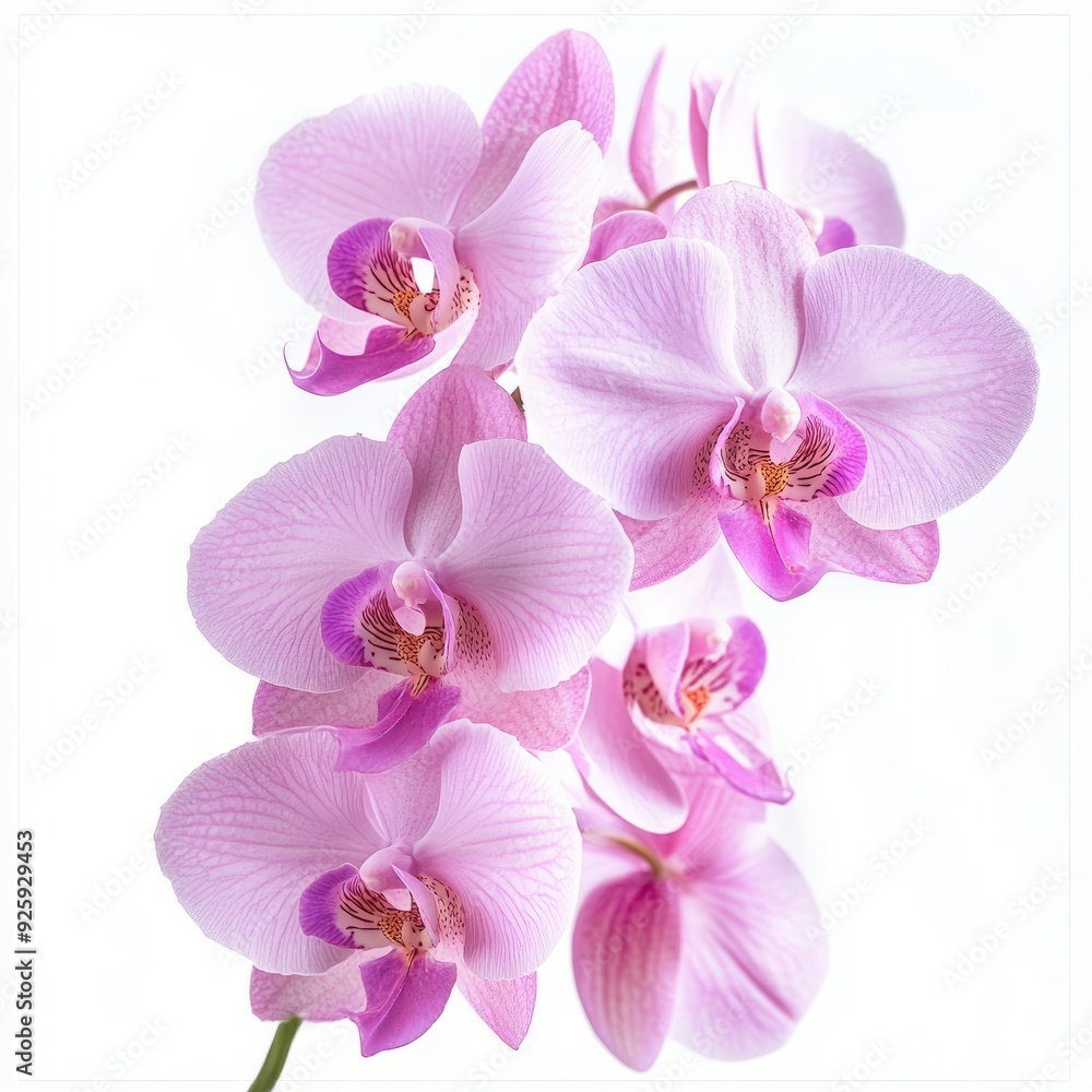 Close up of rosy beautiful orchid on an isolated white background Close up of rosy beautiful orchid on an isolated white background