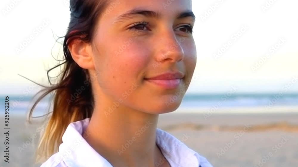 young woman is enjoying the beautiful beach young woman is enjoying the beautiful beach