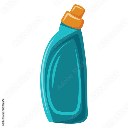 A blue bottle of detergent is sitting on a white background. The image has a clean and simple look, with the focus on the detergent bottle