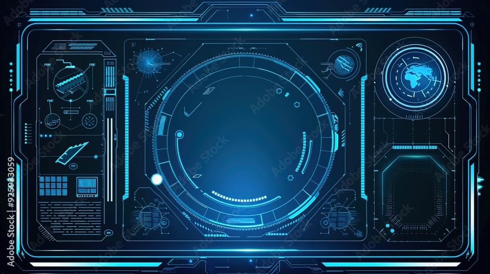 Fototapeta premium Circuit Board Technology Background. Blue Abstract Data Transfer Design Illustration.