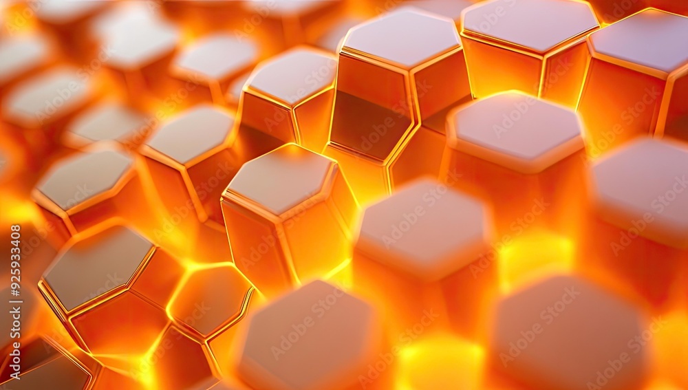 Shiny orange hexagonal pattern background. Shiny orange hexagonal pattern background.