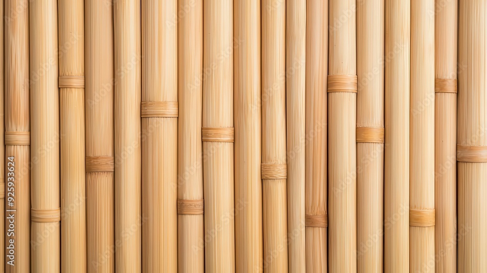 Fototapeta premium Bamboo partition screen with organic woven texture, minimalist and natural, bamboo furniture, sustainable interior, eco-friendly room divider