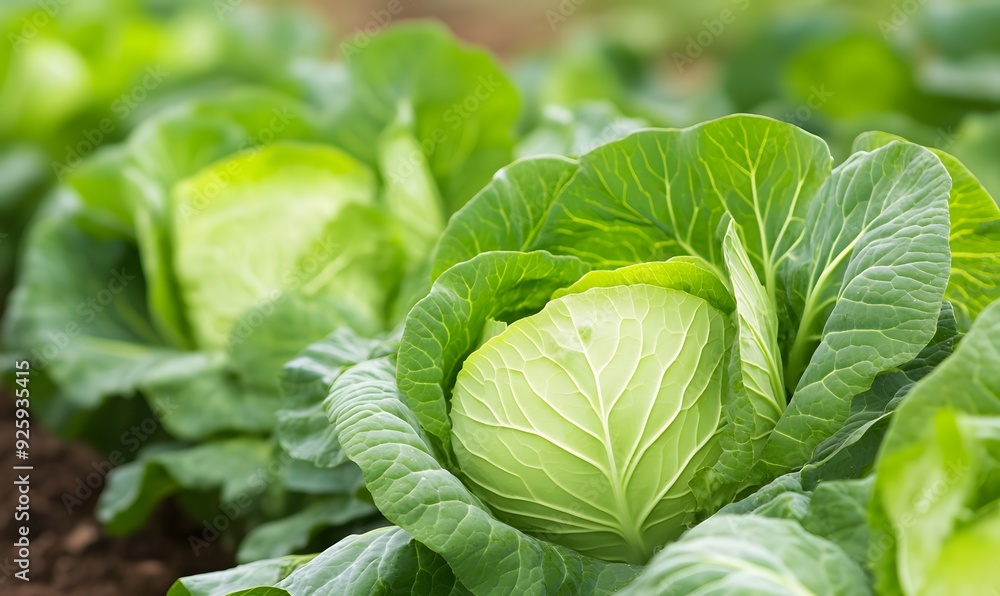 close up of white cabbage growing in the garden, Generative AI close up of white cabbage growing in the garden, Generative AI