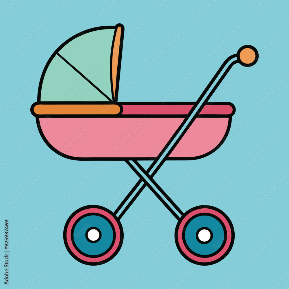 Kids Toy Clipart, a simple baby stroller Toy Illustration Kids Toy Clipart, a simple baby stroller Toy Illustration