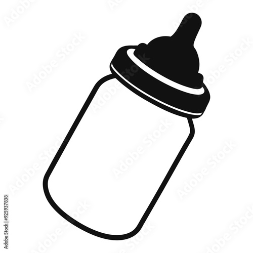 Kids Toy Clipart, A simple baby feeder bottle Illustration  in black and white