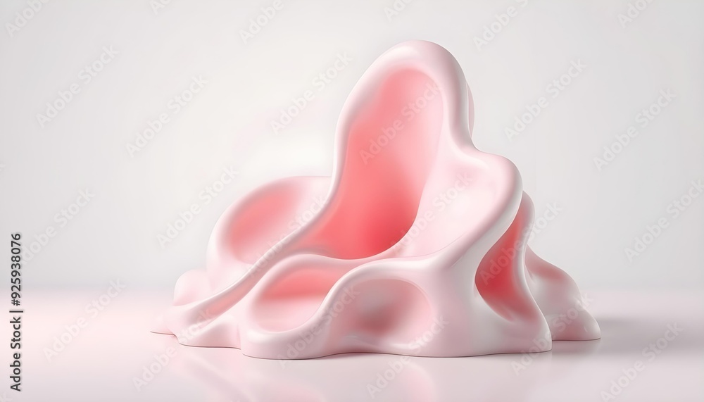 Soft pink fabric or silk draped in flowing, abstract shapes against a light pink background Soft pink fabric or silk draped in flowing, abstract shapes against a light pink background