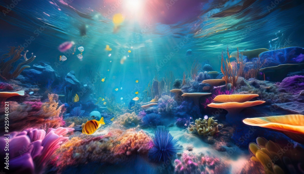 underwater scene with coral reef and fishes. Generated image underwater scene with coral reef and fishes. Generated image