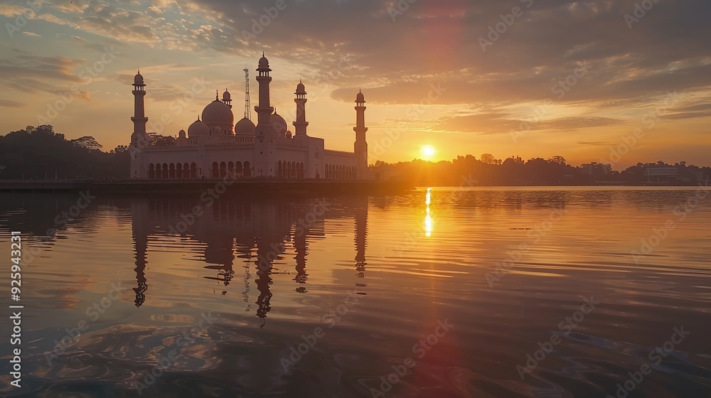 Fototapeta premium Sunset Reflections at Putra Mosque