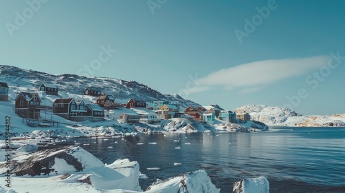 Coastal Serenity by the Snowy Peaks of Ilulissat photo