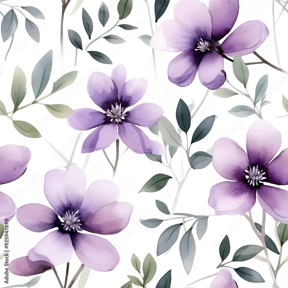 Watercolor Seamless Pattern of Luxury Flowers and Leaves. Design For Modern Home Decor, Textiles, Wrapping Paper, Wallpaper, Fabric Print, Greeting Cards, Invitation Card, Wall Sticker Watercolor Seamless Pattern of Luxury Flowers and Leaves. Design For Modern Home Decor, Textiles, Wrapping Paper, Wallpaper, Fabric Print, Greeting Cards, Invitation Card, Wall Sticker