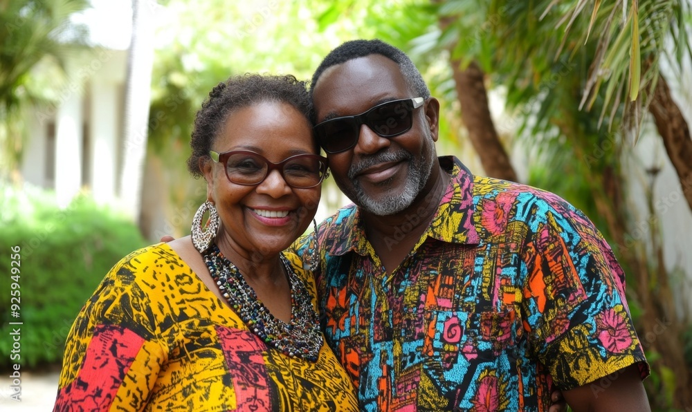 Joyful Retirement: Abstract Portrayal of Healthy African American Senior Couple Embracing. Celebrating Love, Relationships, and Golden Years. Perfect for Lifestyle Ads, Healthcare Marketing, and Posit Joyful Retirement: Abstract Portrayal of Healthy African American Senior Couple Embracing. Celebrating Love, Relationships, and Golden Years. Perfect for Lifestyle Ads, Healthcare Marketing, and Posit