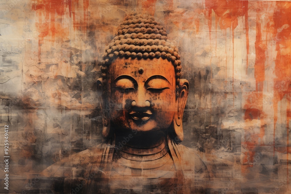 Φωτογραφία グランジの仏陀像,Generative AI AI画像