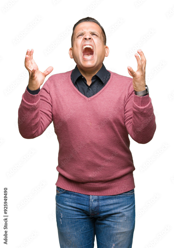 Middle age arab man over isolated background celebrating mad and crazy for success with arms raised and closed eyes screaming excited. Winner concept Middle age arab man over isolated background celebrating mad and crazy for success with arms raised and closed eyes screaming excited. Winner concept