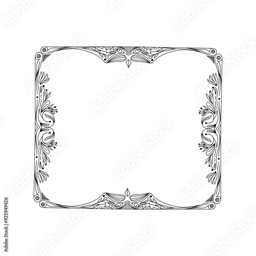 Symmetric Ornamental vector of frame or border with flowers or scrolls work
