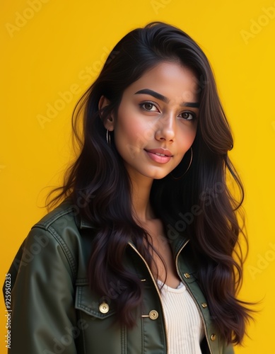 Wallpaper Mural Indian woman with long dark hair wearing a jacket Torontodigital.ca