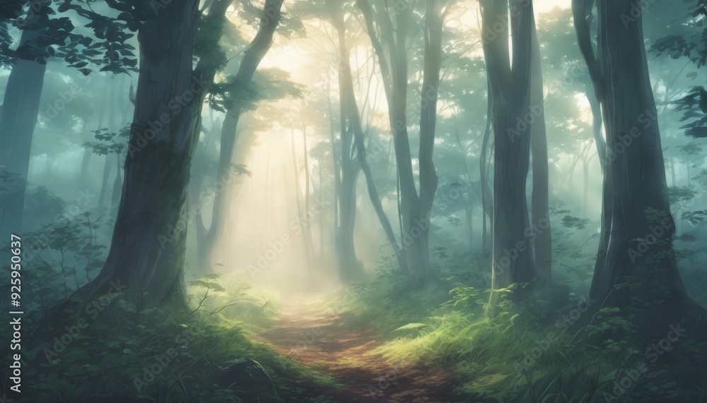 early morning in a dense forest early morning in a dense forest