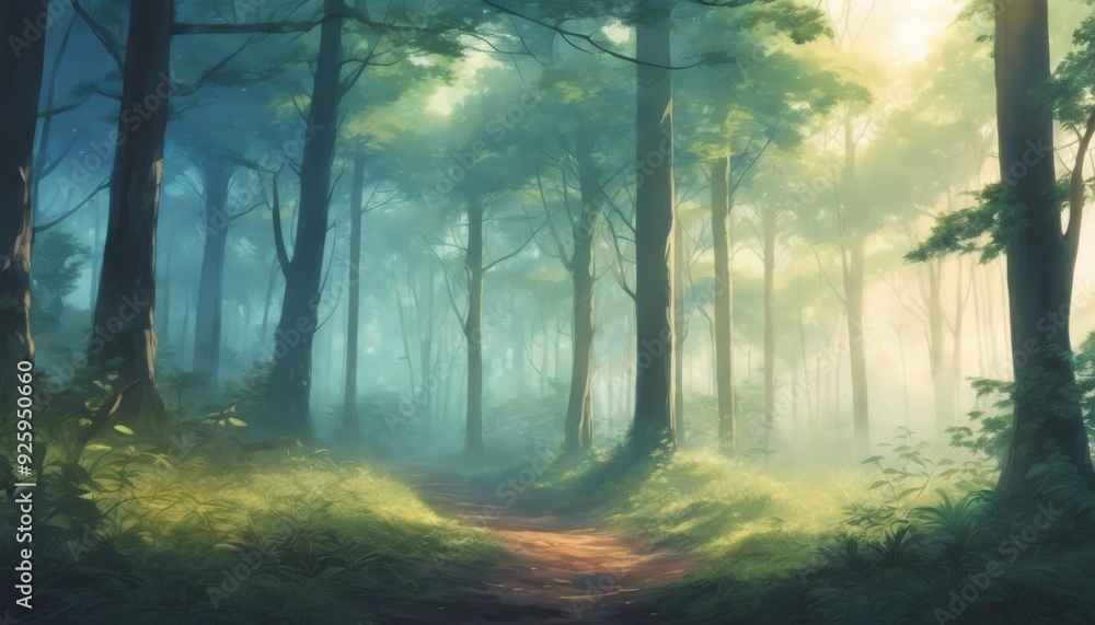 early morning in a dense forest early morning in a dense forest