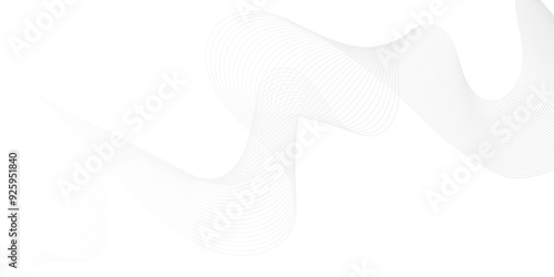 Abstract white blend digital wave lines and technology transparent background. Minimal carve wavy white and gray flowing wave lines and glowing moving lines. Futuristic sound wave lines background.