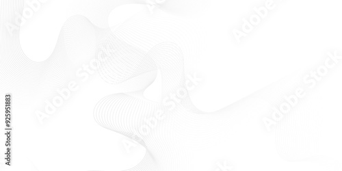 Abstract white blend digital wave lines and technology transparent background. Minimal carve wavy white and gray flowing wave lines and glowing moving lines. Futuristic sound wave lines background.