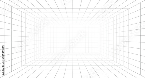Abstract 3d perspective indoor wireframe vector design. Vector illustration.