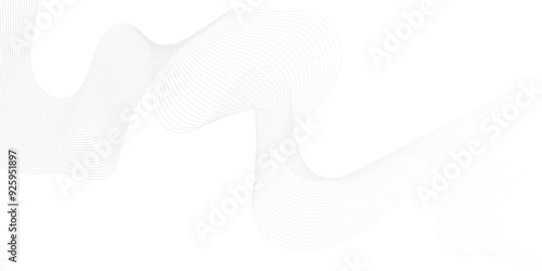 Abstract white blend digital wave lines and technology transparent background. Minimal carve wavy white and gray flowing wave lines and glowing moving lines. Futuristic sound wave lines background.