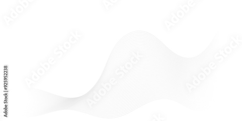 Abstract white blend digital wave lines and technology transparent background. Minimal carve wavy white and gray flowing wave lines and glowing moving lines. Futuristic sound wave lines background.