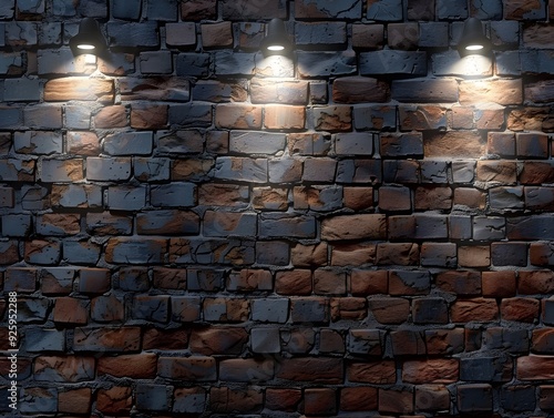 A brick wall with a light on it 