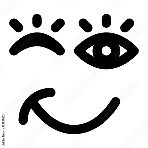 winking, winking eye, winking face, facial expressions, non verbal, communication, sign language outline icon