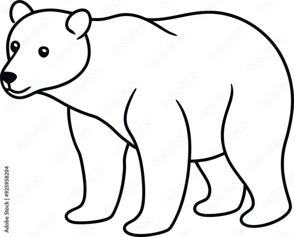 A Bear outline illustration, standing on its hind legs, drawn in a simple, powerful form on a white background A Bear outline illustration, standing on its hind legs, drawn in a simple, powerful form on a white background