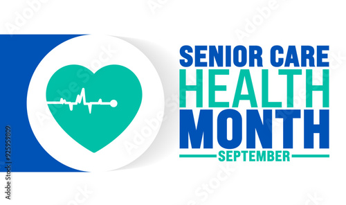 Senior Care Health Month is observed every year in September. Holiday concept. Template for background, banner, card, poster, placard, design template with unique shapes with standard color.