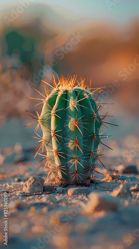 Small cactus blooms with vitality in the desert photo