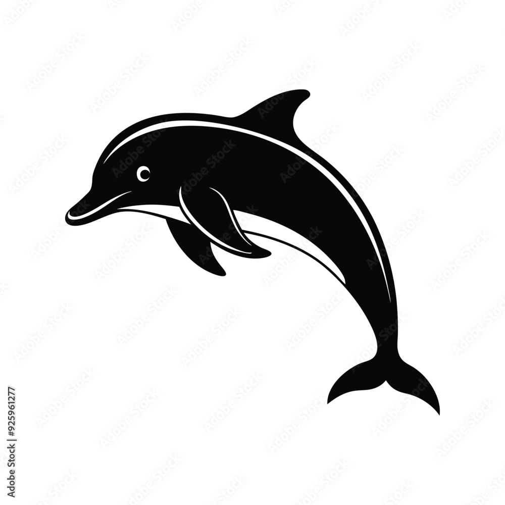 Naklejka premium Dolphin jumping Silhouette art logo vector illustration isolated on white background