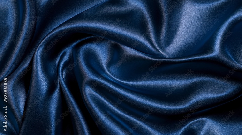 Beautiful dark blue silk satin background. Soft folds on shiny fabric. Generative ai Beautiful dark blue silk satin background. Soft folds on shiny fabric. Generative ai