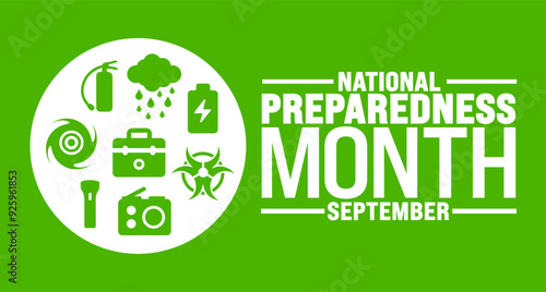 NATIONAL Preparedness Month is observed every year in September. Holiday concept. Template for background, banner, card, poster, placard, design template with unique shapes with standard color.