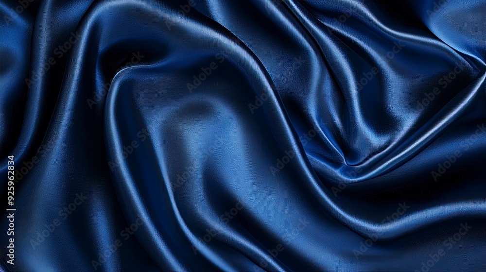 Beautiful dark blue silk satin background. Soft folds on shiny fabric. Generative ai Beautiful dark blue silk satin background. Soft folds on shiny fabric. Generative ai