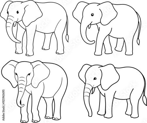 A package of elephat outline illustration, showcasing its large ears and trunk in a simple yet recognizable form, drawn on a white background.