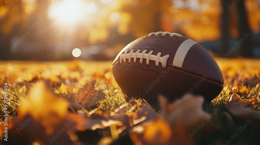 American Football in Autumn Leaves. American Football in Autumn Leaves.