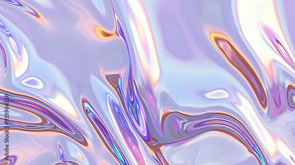 Fototapeta premium 3d rendering liquid surface holographic iridescent texture.