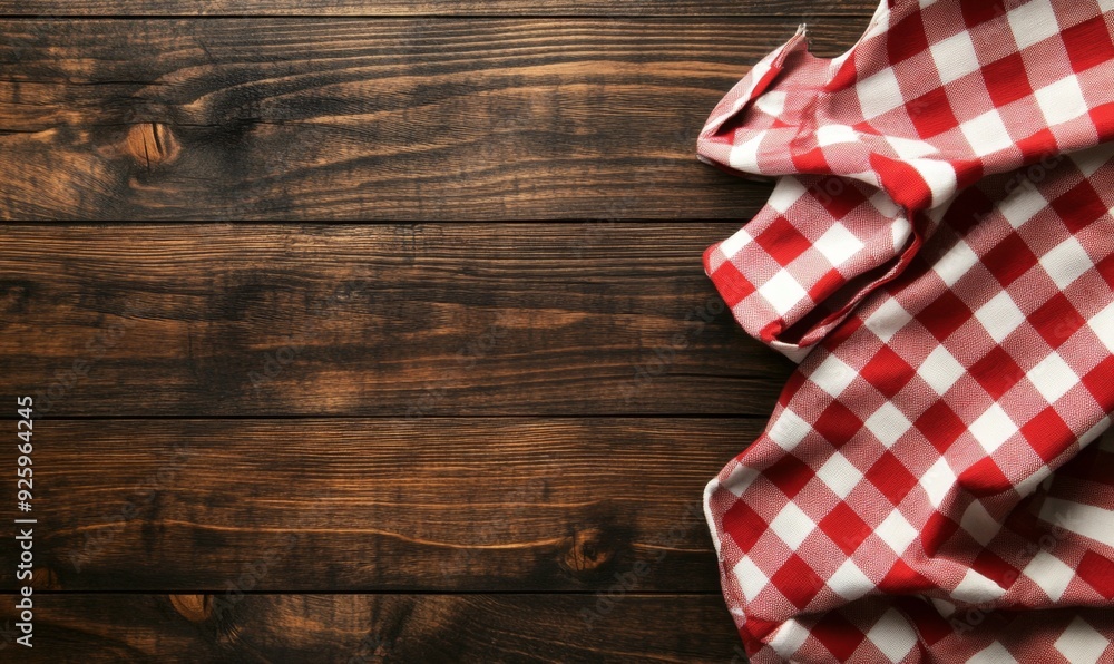 Rustic Charm: Red Checkered Tablecloth on Wooden Table, Perfect for Picnic Scenes and Food Presentations. Versatile Background for Marketing, Home Decor, Game UI, Web Design, and 4K Wallpapers. Rustic Charm: Red Checkered Tablecloth on Wooden Table, Perfect for Picnic Scenes and Food Presentations. Versatile Background for Marketing, Home Decor, Game UI, Web Design, and 4K Wallpapers.