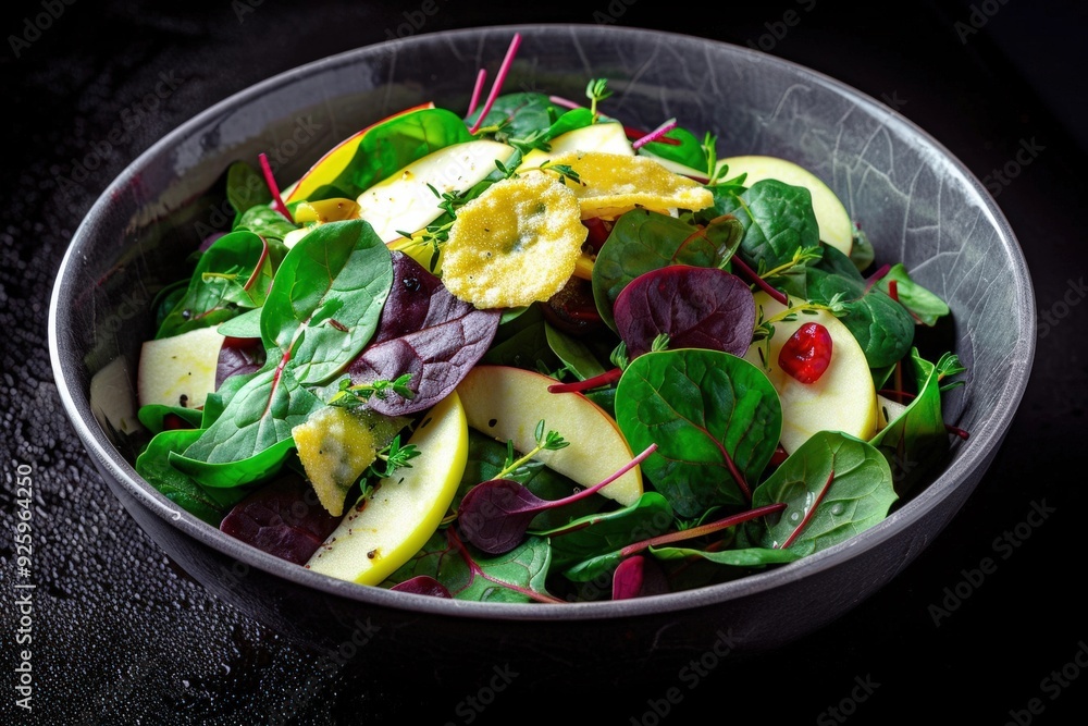 Colorful Baby Spinach Salad with Crunchy Swiss Cheese Colorful Baby Spinach Salad with Crunchy Swiss Cheese